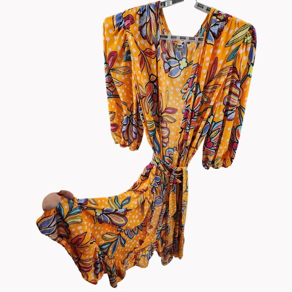 Tabitha Brown for Target Size 4X Womens Orange Floral Swim Cover Up Belted - Picture 5 of 11